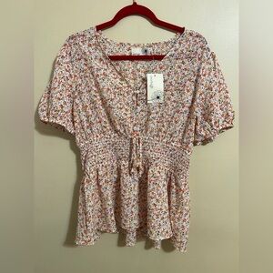 Everleigh Multicolor Floral Peplum Blouse sz XL